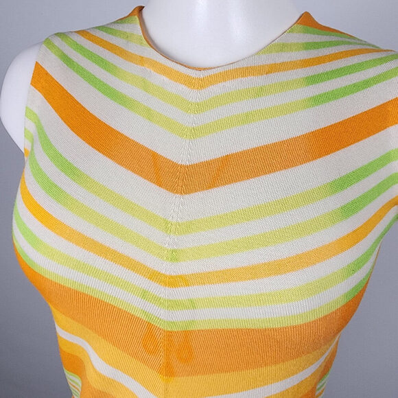 Vintage Lucia Made In Italy Green & Orange Knit Mini Dress Size S - Picture 3 of 12